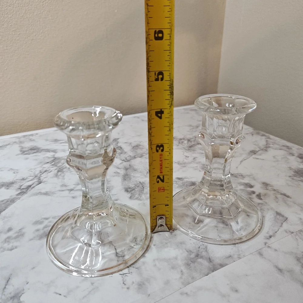 Clear Glass Candlestick Holder